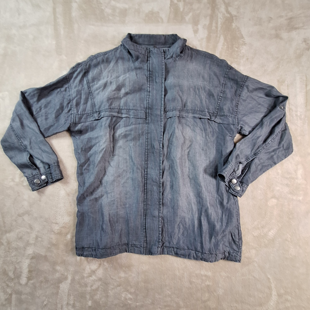 KUT from the Kloth Shirt Women's Medium Gray Full Zip Lightweight Jacket Button